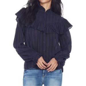 LoveShackFancy button down ruffle top XS